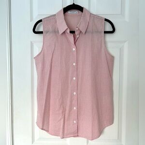 Equipment Pink & White Gingham Colleen Sleeveless Shirt Blouse Size S or M